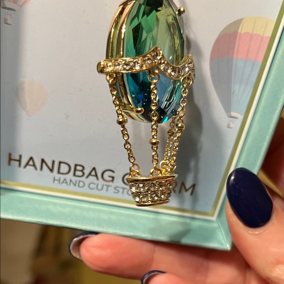 NIB True to Form Blue and Green Glass  Hot Air Balloon Charm with Rhinestones